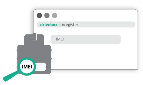 Enter device's IMEI number on drivebox.co/register